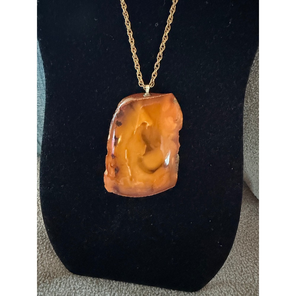 Vintage Baltic Amber Pendant 12k GF Chain Necklace